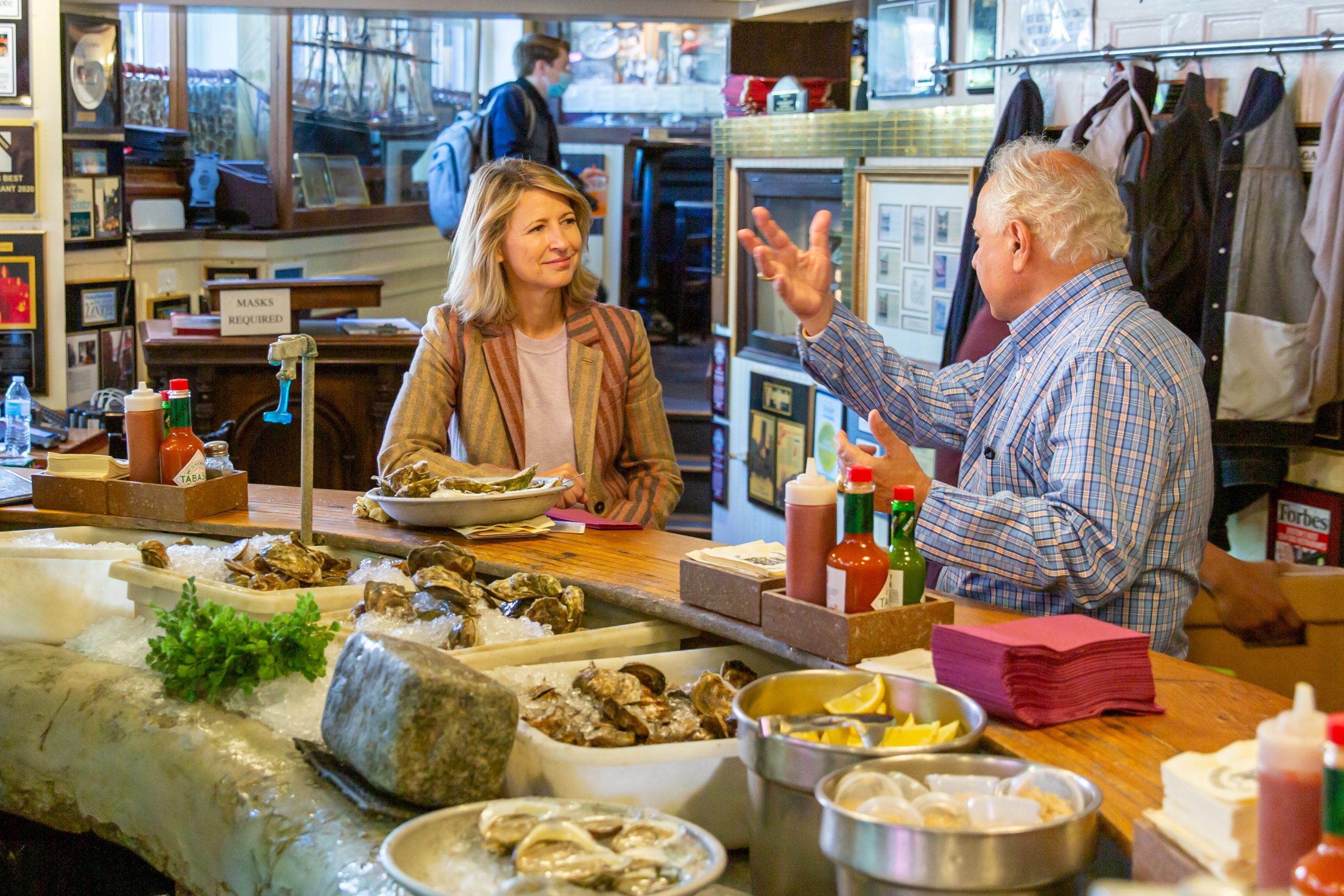 Samantha Brown enjoys oysters in Boston MA